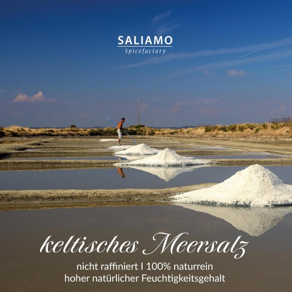 Saliamo | Graues Keltisches Meersalz | handgeschöpft | Meersalz grau aus Frankreich